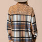 BiBi Curved Hem Sequin Plaid Button Up Shacket Jackets