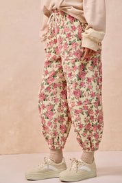 BiBi Floral Printed Twill Drawstring Jogger Pants With Elastic Band | Joggers Daverri Fashions
