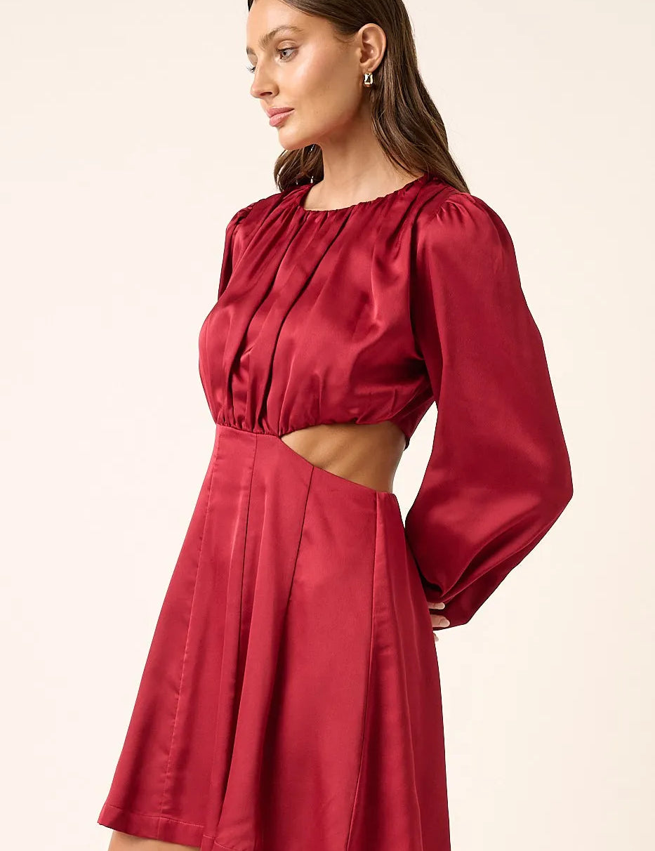 Mittoshop Satin Side Cutout Detail Mini Dress | Mini Dresses Daverri Fashions
