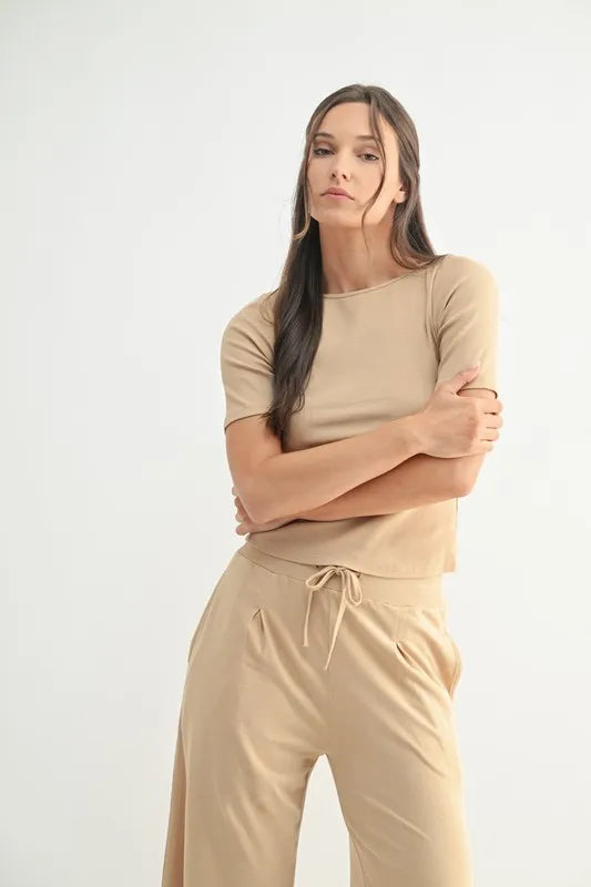 MONO B Vintage Ease Pima Cotton Tee and Pants Set