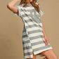 Umgee Peace Applique Striped Short Sleeve Mini Dress Mini Dresses