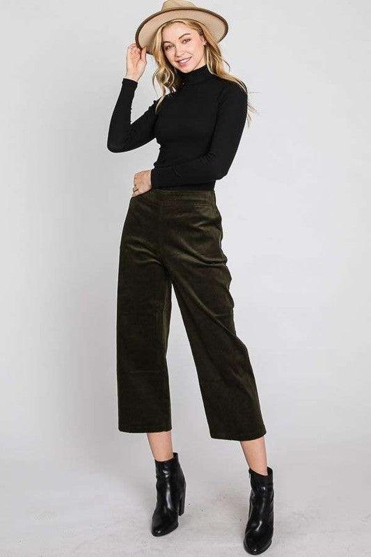 Plus Size Velvet Capri Pants OLIVE Pants