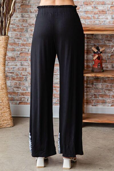 Heimish Full Size Solid Damask Casual Pants Plus Size Pants