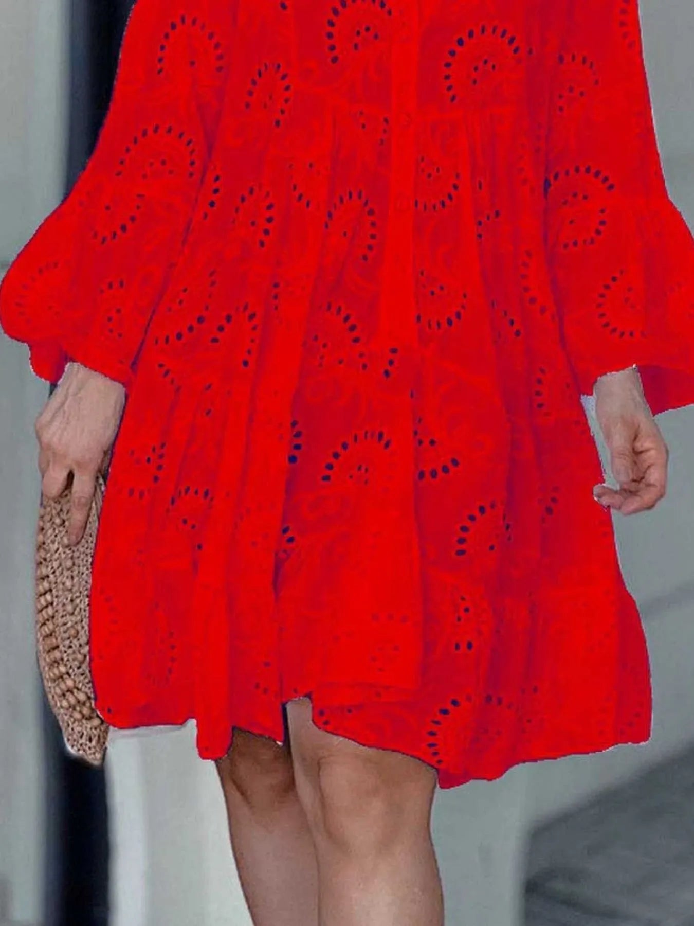 Full Size Eyelet Ruffled Hem Tiered Dress Plus Size | Mini Dresses Daverri Fashions