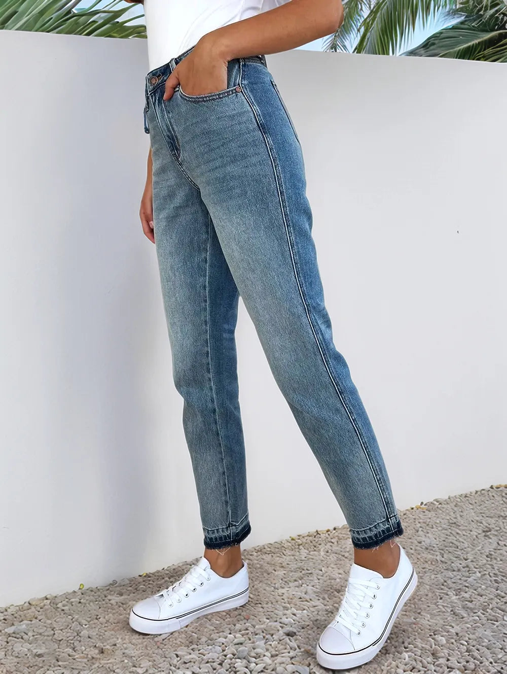 Judy Blue Full Size Mid Rise Rigid Magic Release Hem Jeans