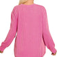 Zenana Full Size Raised Rib Round Neck Long Sleeve Top Plus Size - DAVERRI FASHIONS