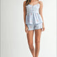 MABLE Stripe Embroidered Peplum Cami and Shorts Set Shorts Sets