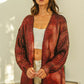 BiBi Metallic Knit V-neck red ribbed cardigan with shimmer