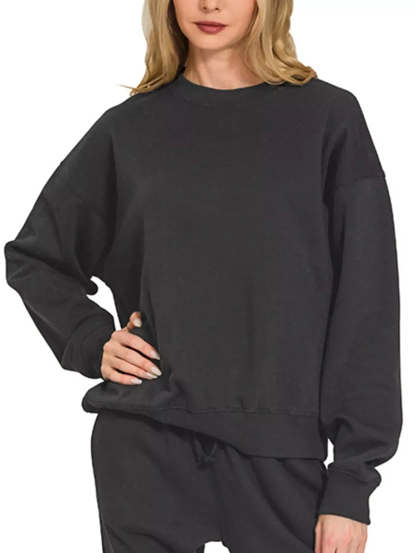 Zenana Fleece Long Sleeve Pullover & Jogger Set - DAVERRI FASHIONS