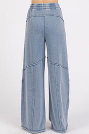 Mittoshop Asymmetric Seam Mineral Wash Elastic Waist Pants