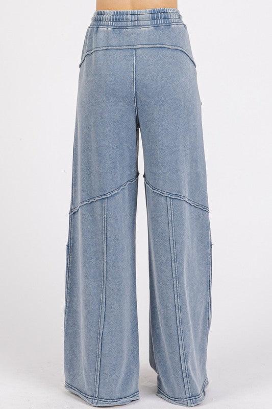 Mittoshop Asymmetric Seam Mineral Wash Elastic Waist Pants Pants