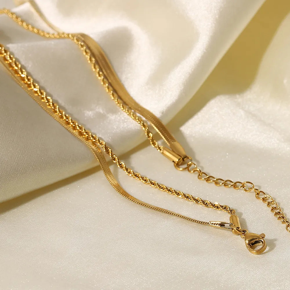 18K Gold-Plated Double-Layered Necklace | Necklaces Daverri Fashions