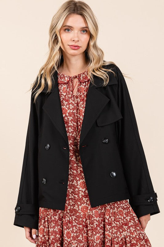 Mittoshop Double Breasted Long Sleeve Trench Coat Jacket Coats