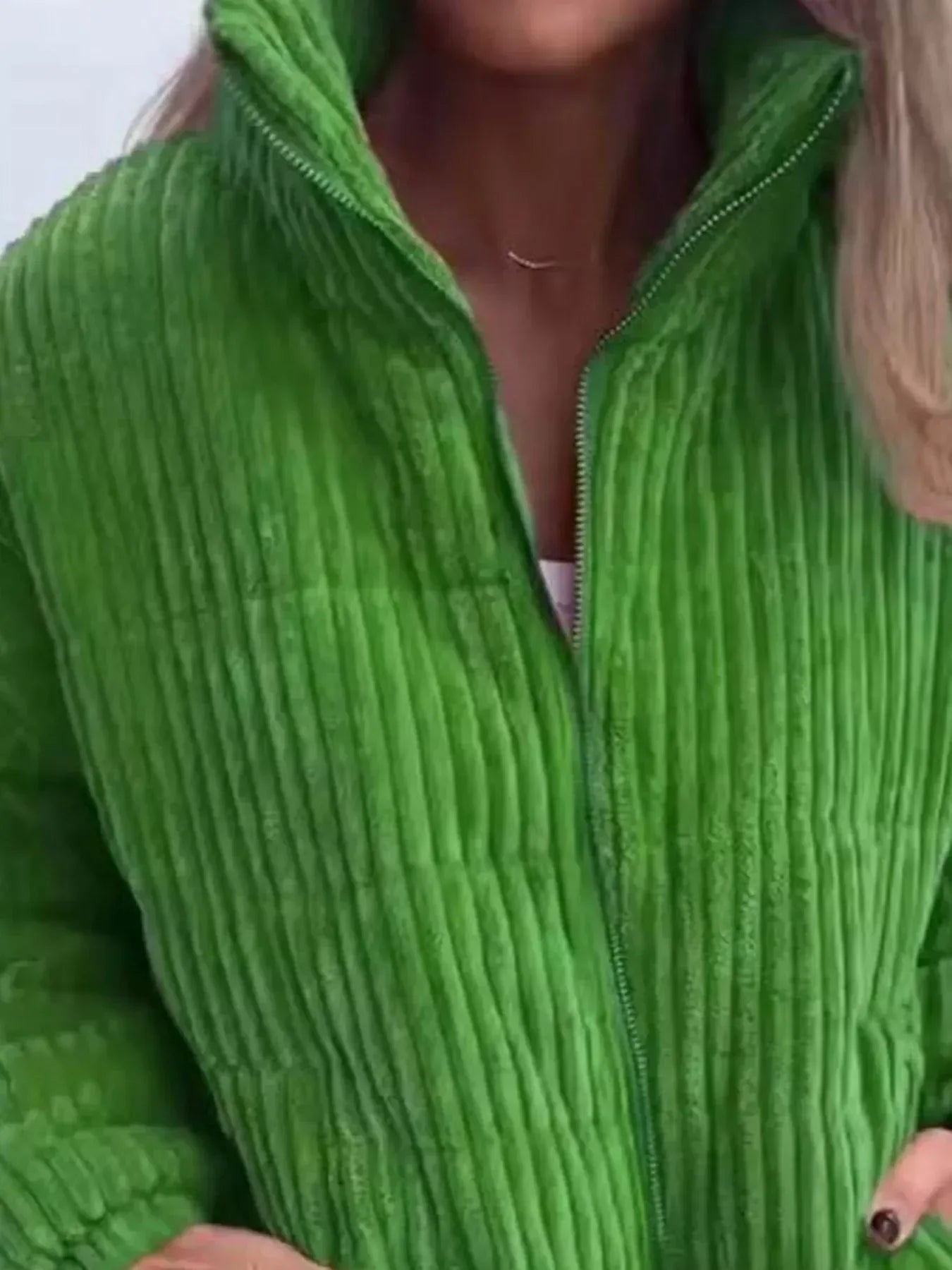 Daverri Fashions Full Size Zip Up Funnel Neck Long Sleeve Winter Coat Plus Size - DAVERRI FASHIONS