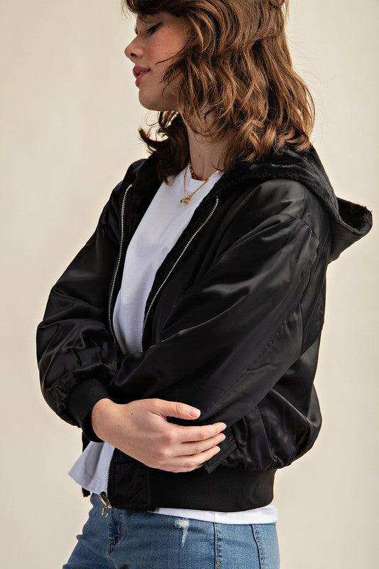 Reversible All Weather Fur Lined Bomber Jacket Black Jackets