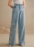 Women’s Plus Size Floral Embroidered Stretch Jeans - DAVERRI FASHIONS