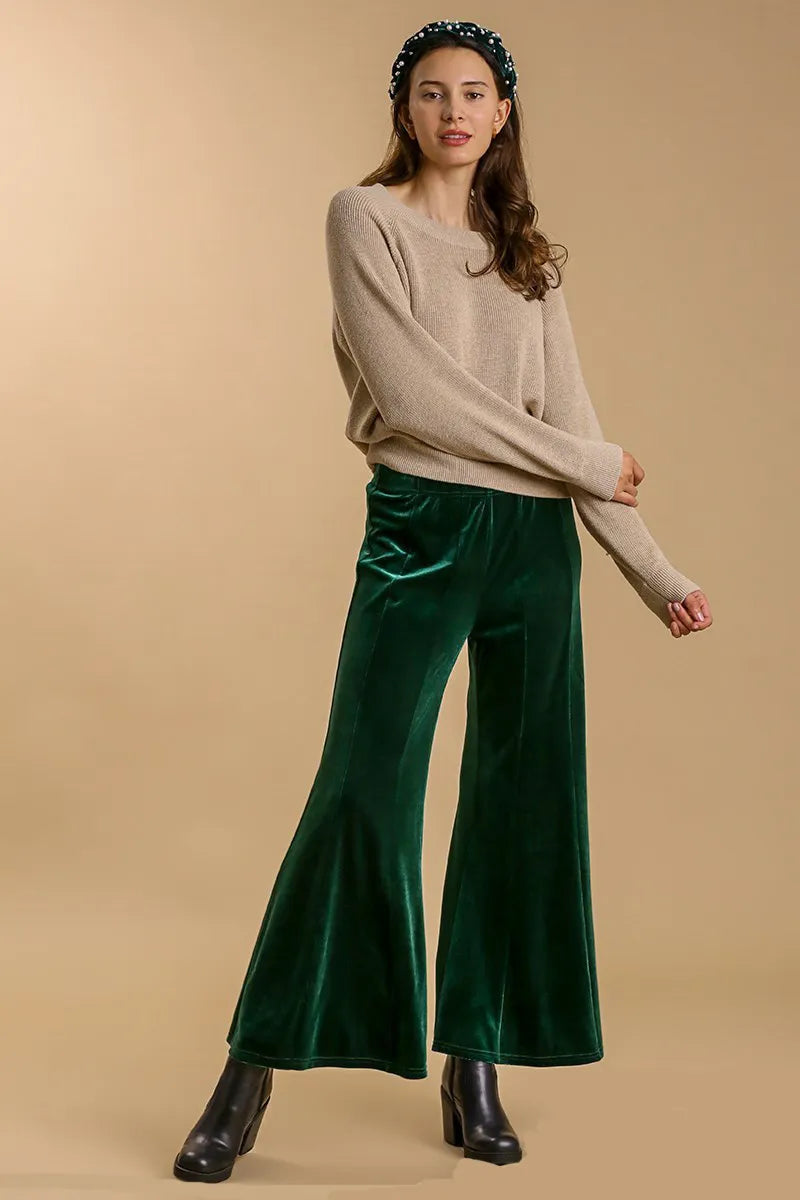 Umgee High Rise Elastic Waist Flare Pants | Daverri Fashions