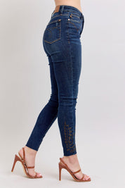 Judy Blue Full Size Embroidered High Rise Skinny Jeans Plus Size | Jeans Daverri Fashions