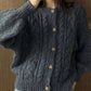 Cable Knit Button-Down Cardigan - DAVERRI FASHIONS