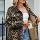 Leopard Print Oversized Denim Jacket - DAVERRI FASHIONS