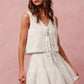 White eyelet lace sleeveless SO ME vest top with V-neck tied front