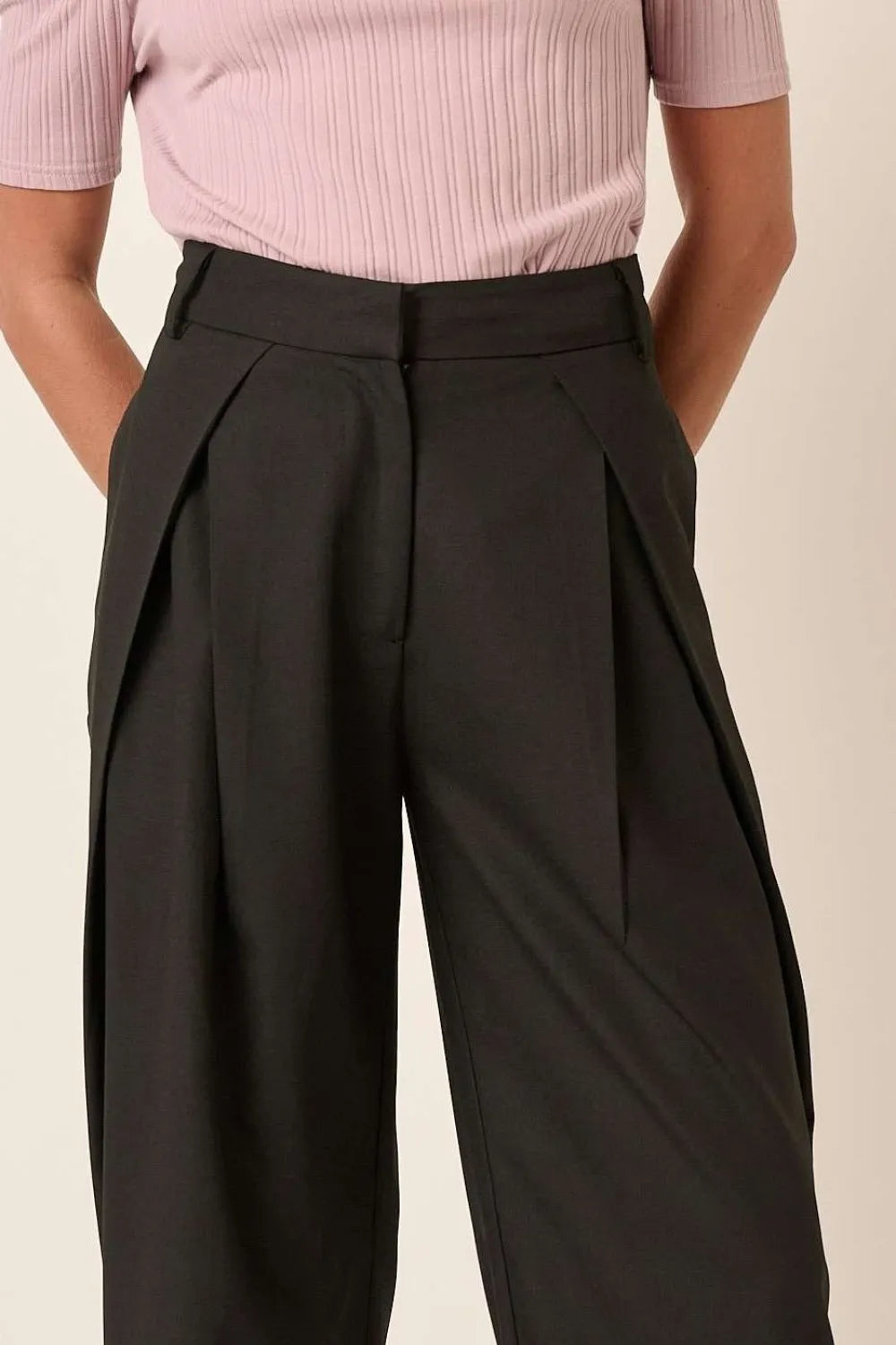 Mittoshop Deep Pleated High Waisted Wide Leg Pants | Pants Daverri Fashions