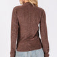 SAGE + FIG Glitter Mock Neck Lettuce Hem Long Sleeve Top Tops