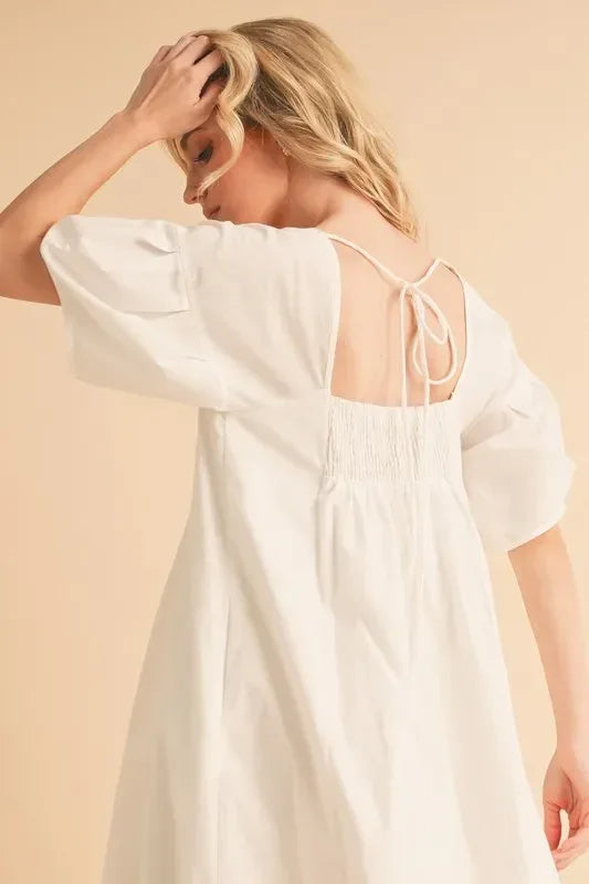 Aemi + Co Square Neck Babydoll Dress with Pockets - DAVERRI FASHIONS