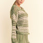 Davi & Dani Contrast Striped Crochet Drop Shoulder Knit Cover Up Sweaters
