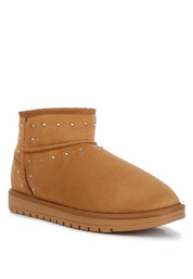 TAN Winifred Rhinestone Embellished Fur Lined Boots | Boots Daverri Fashions
