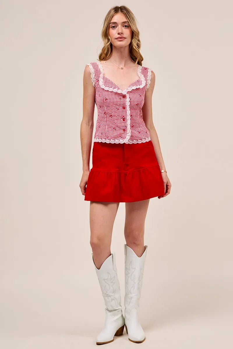 SO ME Ruffled Hem Game Day Mini Skirt Skirts