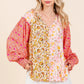 Mittoshop Mixed Patchwork Print Long Sleeve Blouse Tops