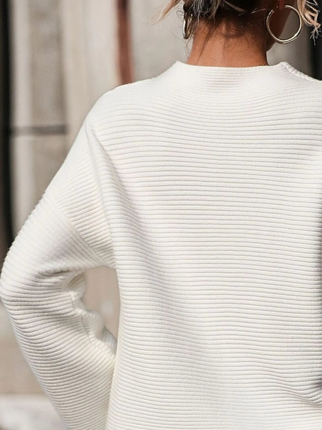 Mock Neck Drop Shoulder Knit Top | Knit Tops Daverri Fashions