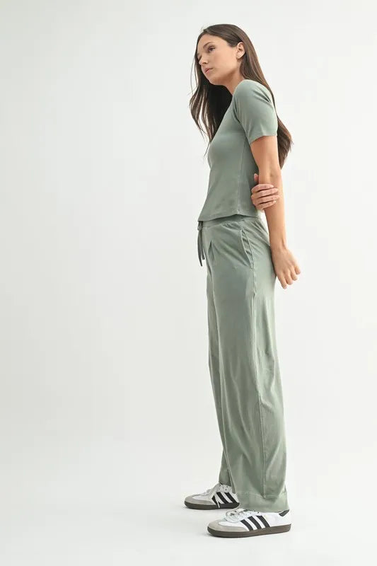 MONO B Vintage Ease Pima Cotton Tee and Pants Set