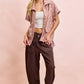 BiBi Washed Terry Pants with Pockets Vintage Mocha - DAVERRI FASHIONS