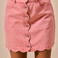 SO ME pink vintage wash scallop edge denim mini skirt with silver buttons