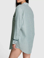 Striped Long Sleeve Button-Up Shirt | Shirts Daverri Fashions
