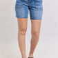 Judy Blue Full Size Mid Rise Bermudas Denim Shorts W/ Back Flap Pockets Plus Size Denim Shorts
