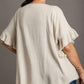 Umgee Full Size Raw Hem Ruffle Short Sleeve Blouse Plus Size Blouses