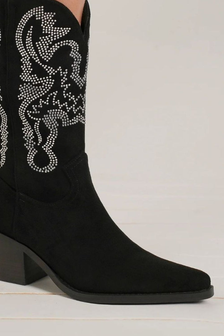 Beast Fashion Rhinestone Detail Point Toe Boots Footwear