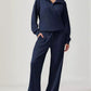 Daverri navy blue zip-neck sweatshirt and wide-leg pants set