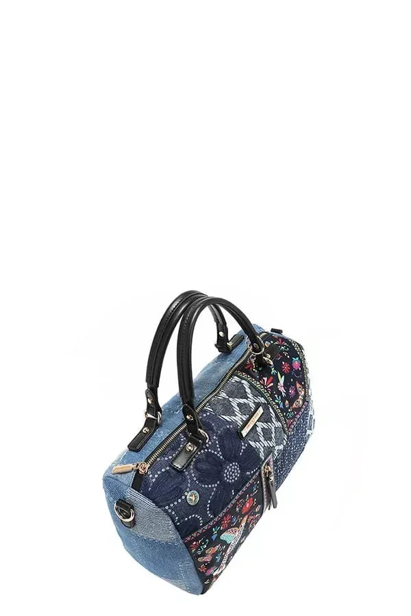 Bosque De Amor Denim Boston Bag - DAVERRI FASHIONS
