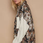 POL Contrast Sleeves Button Down Floral Jacquard Shirt - DAVERRI FASHIONS