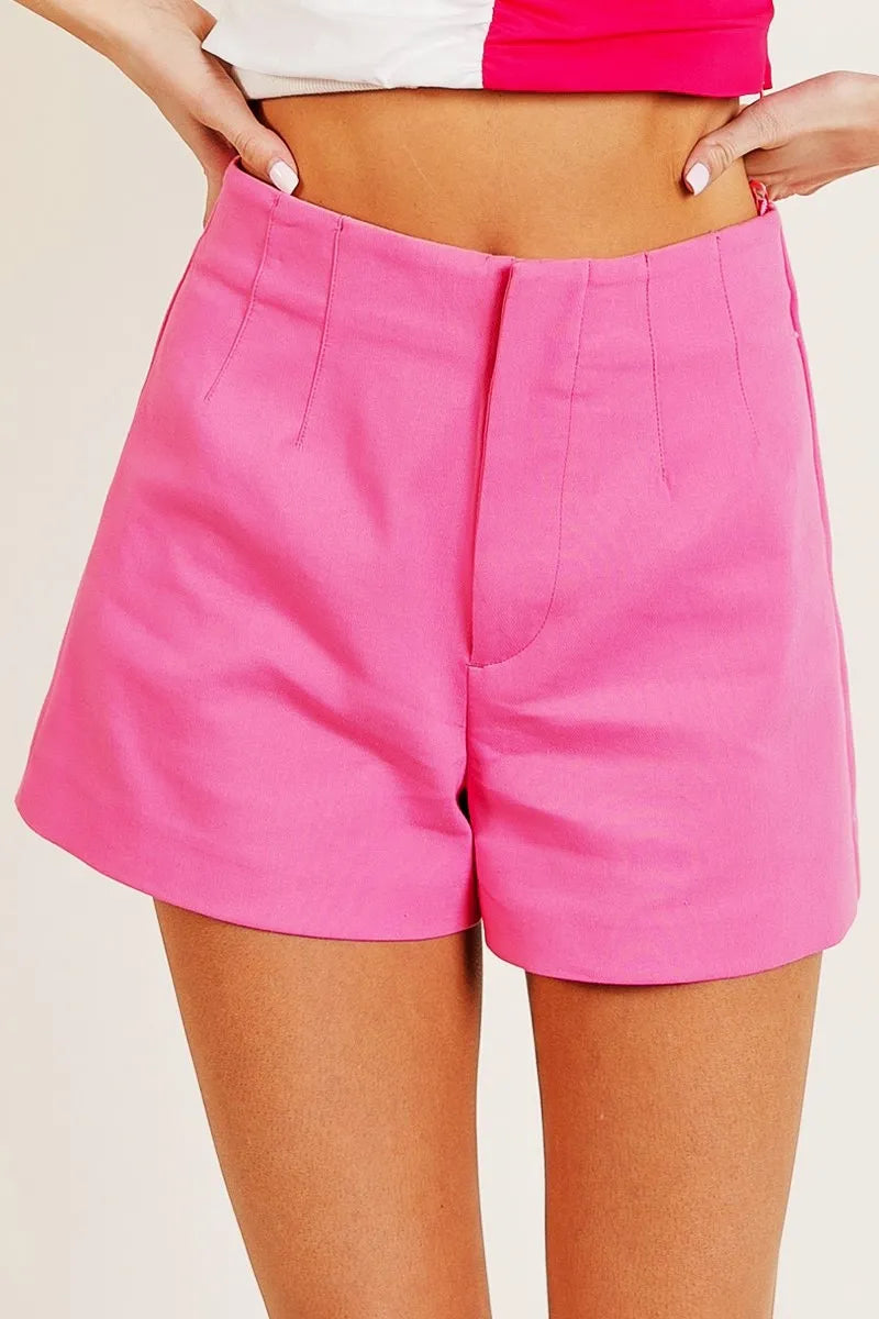 BiBi Pink Bandless Tailored Shorts PINK Shorts