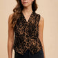 Annie Wear Stretch Leopard Denim Button Down Vest MOCHA