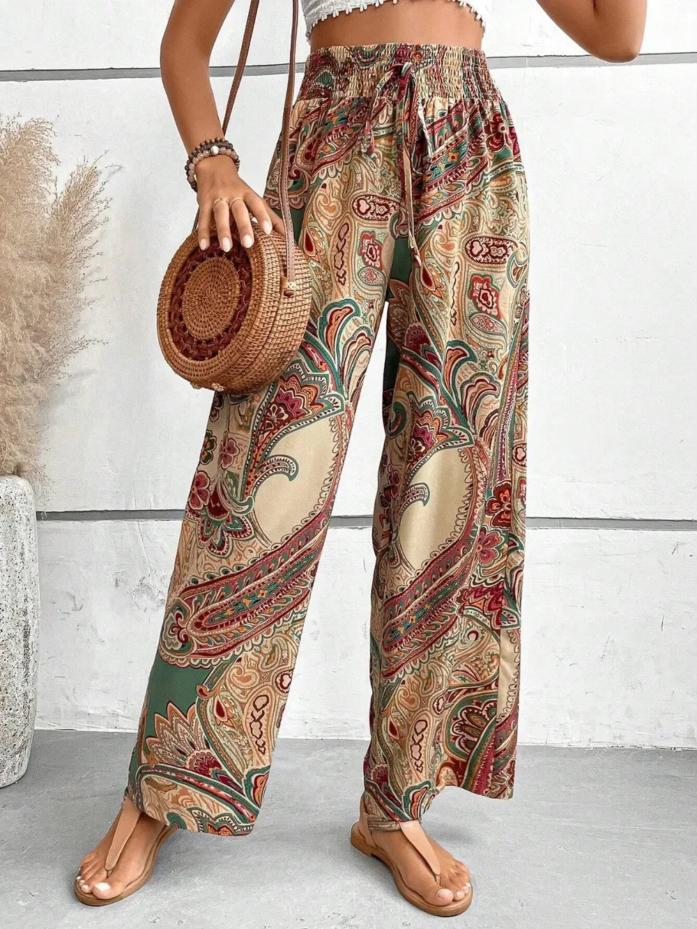 Printed Wide Leg Pants - DAVERRI FASHIONS