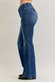 Judy Blue Full Size Mid Rise Bootcut Jeans with Welt Pockets Plus Size | Jeans Daverri Fashions