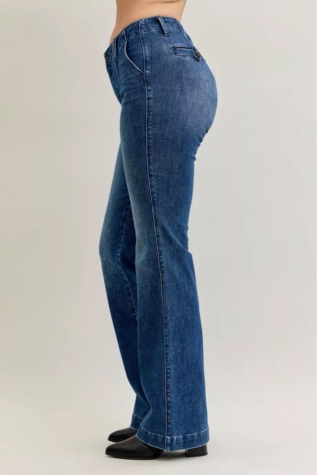 Judy Blue Full Size Mid Rise Bootcut Jeans with Welt Pockets Plus Size | Jeans Daverri Fashions