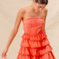 SO ME Strapless Ruffle Layered Game Day Cheer Up Dress - DAVERRI FASHIONS