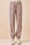 BiBi Side Lines Leopard Track Pants: beige leopard-print joggers with white stripes
